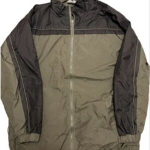 Two-Tone Olive and Black Lightweight Zip Jacket